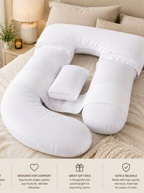 Cheer Collection U Shaped Pregnancy Support Body Pillow with Adjustable Position